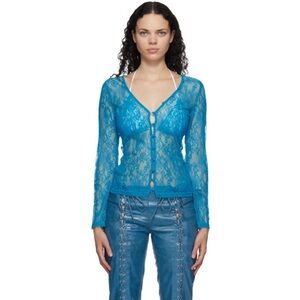 Saks Potts Crush Blue Lace Cardigan